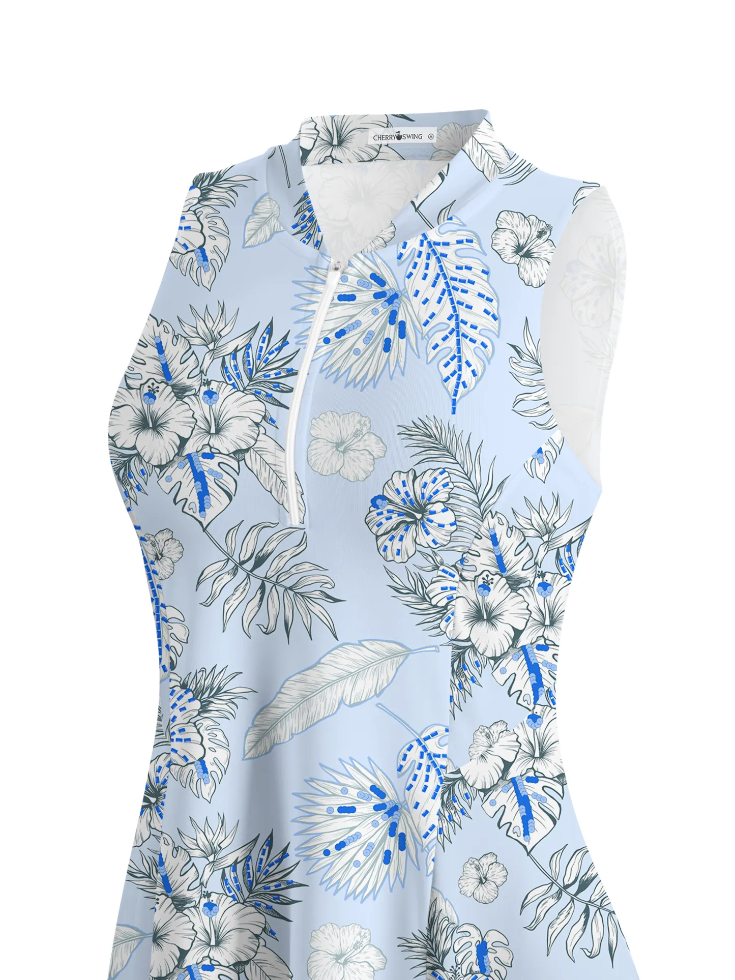Cherryswing Blue and White Flowers Golf Dress With Shorts