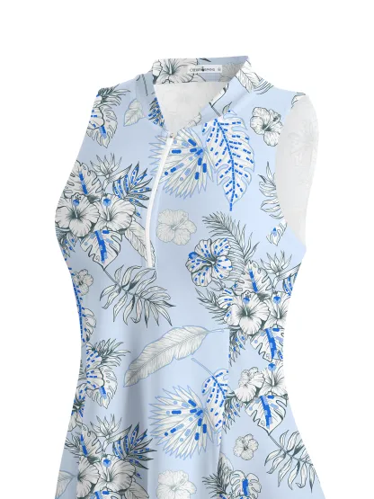 Cherryswing Blue and White Flowers Golf Dress With Shorts