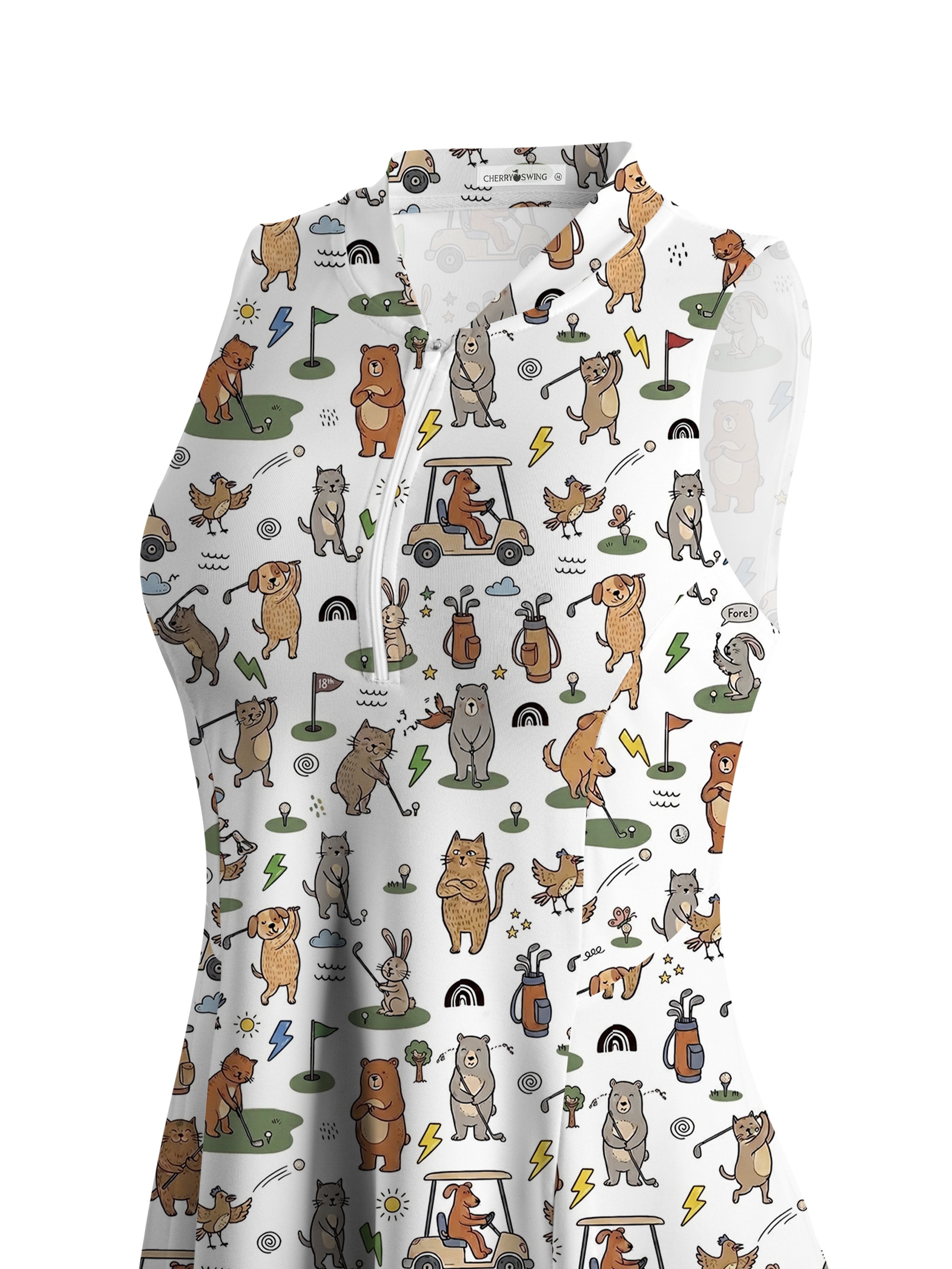 Cherryswing Playful Animal Golfers Golf Dress With Shorts