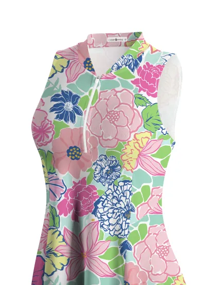 Cherryswing Stylized Flowers Golf Dress