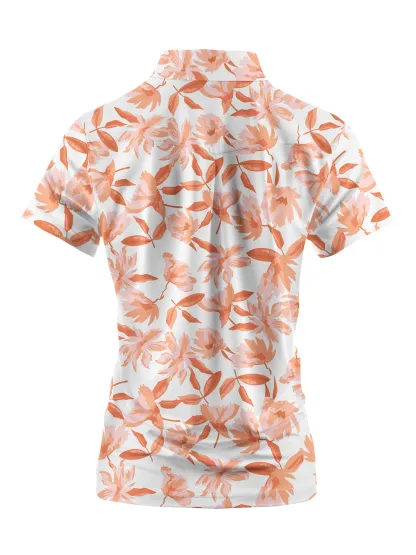 Cherryswing Women's Autumn Blossom Golf Short Sleeve Polo Shirt