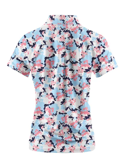Cherryswing Women's Floral Symphony Short Sleeve Golf Polo Shirt