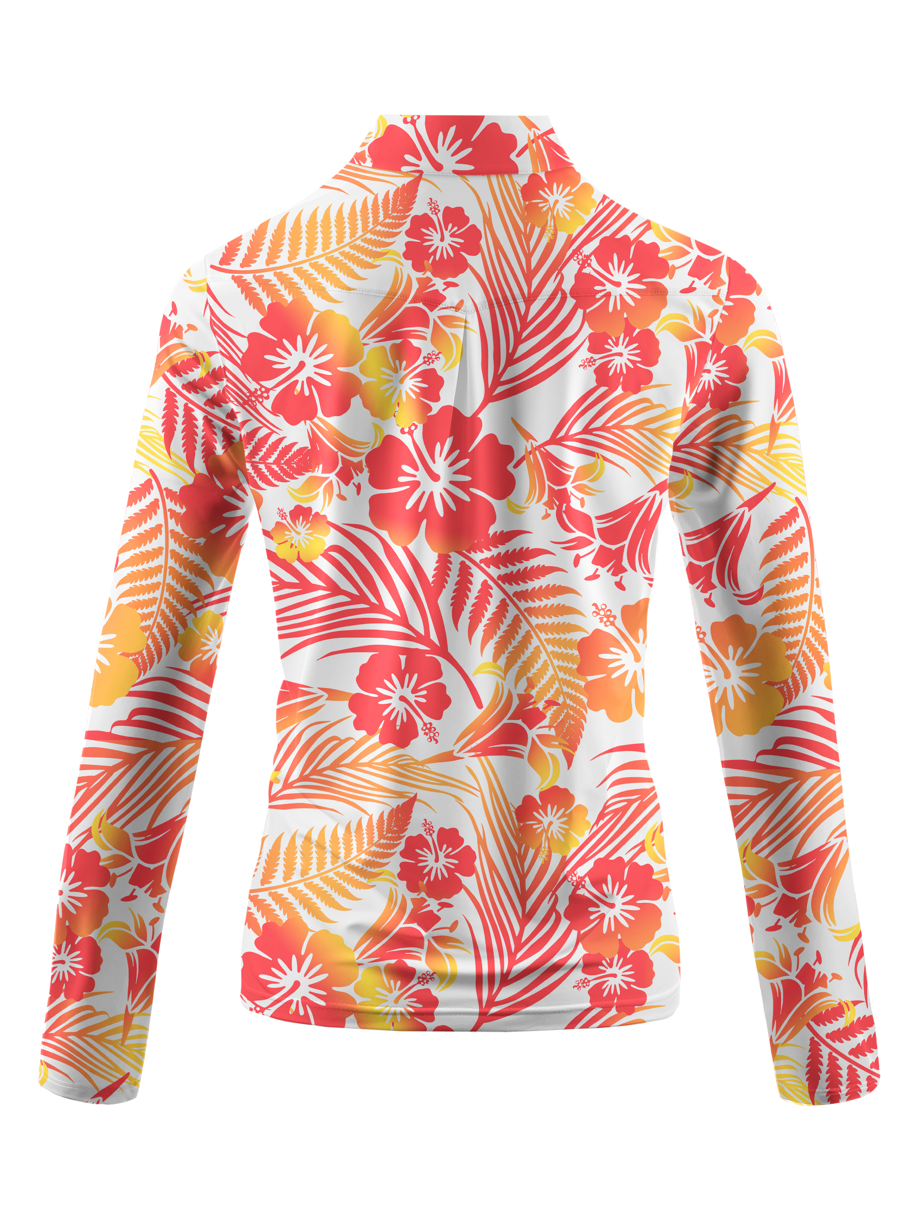 Cherryswing Women's  Tropical Blossom Long Sleeve Golf Polo Shirt