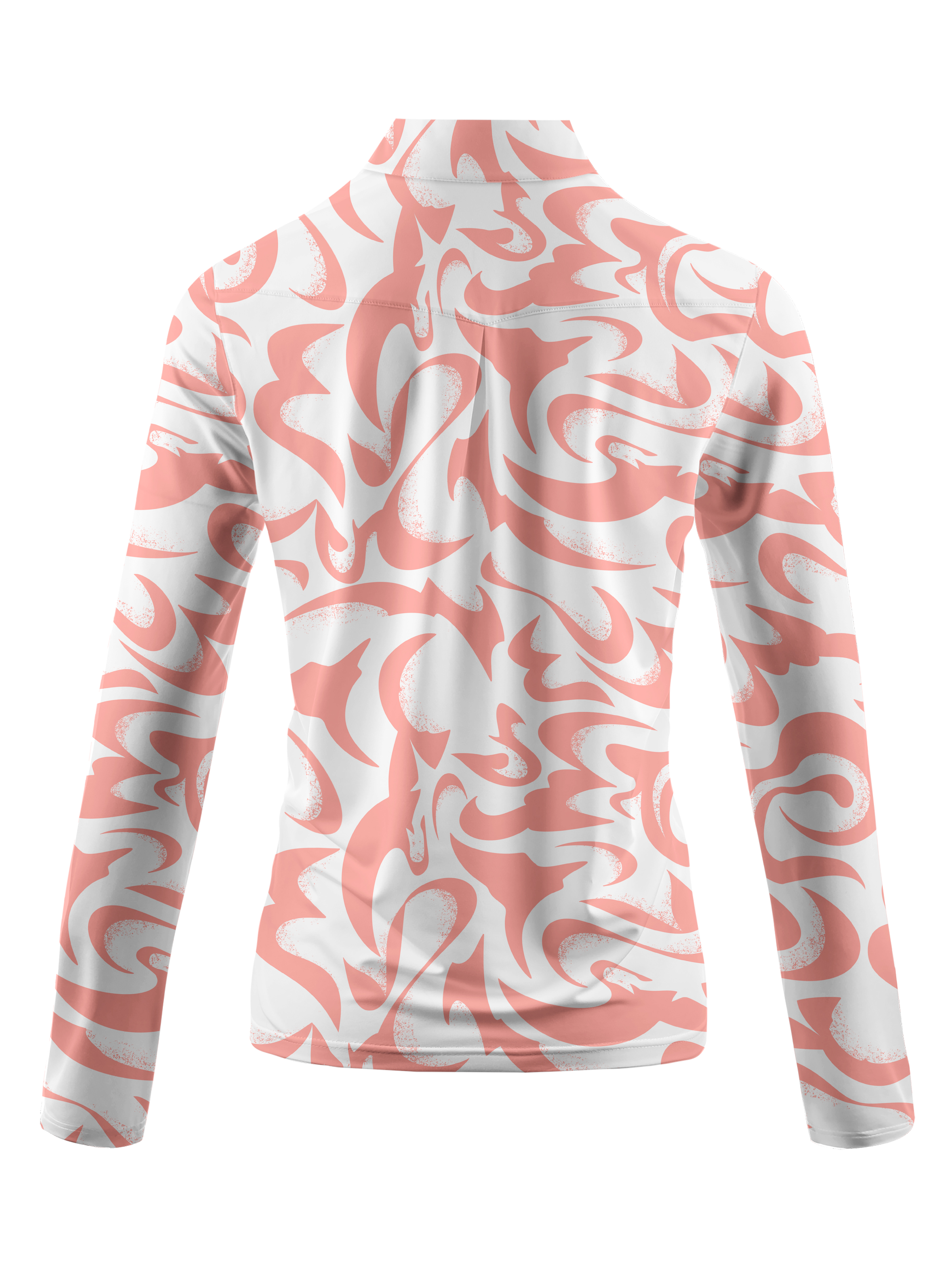 [Copy]Cherryswing Women's Coral Bloom Abstract Long Sleeve Polo Shirt