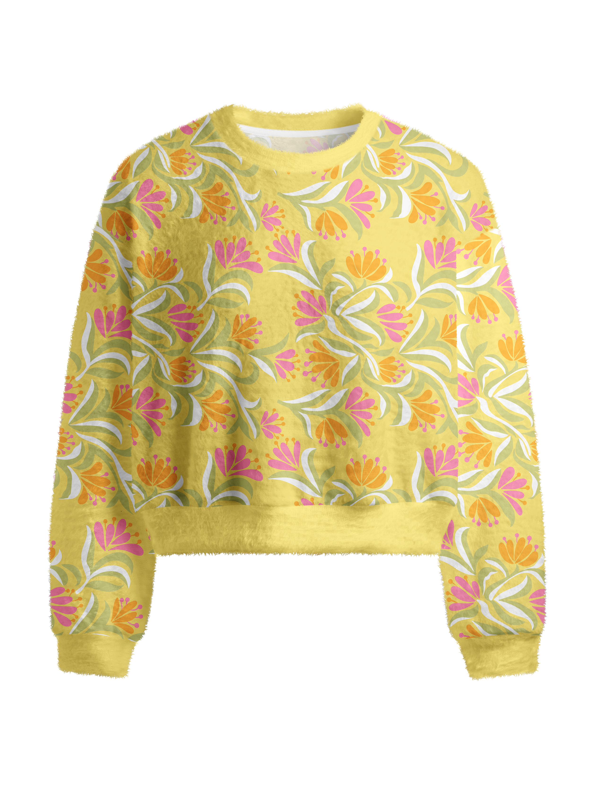 Cherryswing Women's Tropical Bloom Fuzzy Knit Golf Sweater