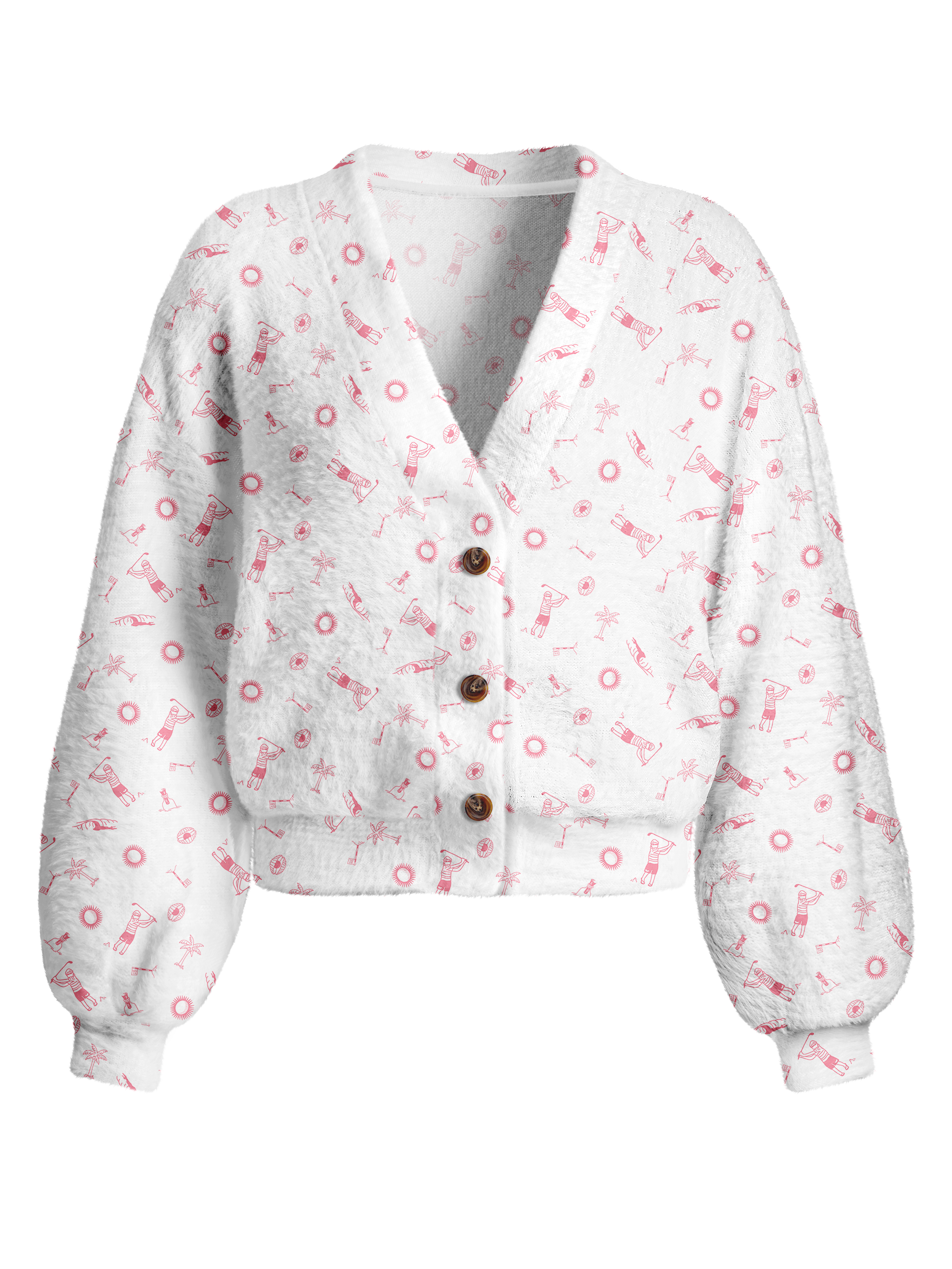 Cherryswing Women's Lilac Fuzzy Knit Golf Cardigan