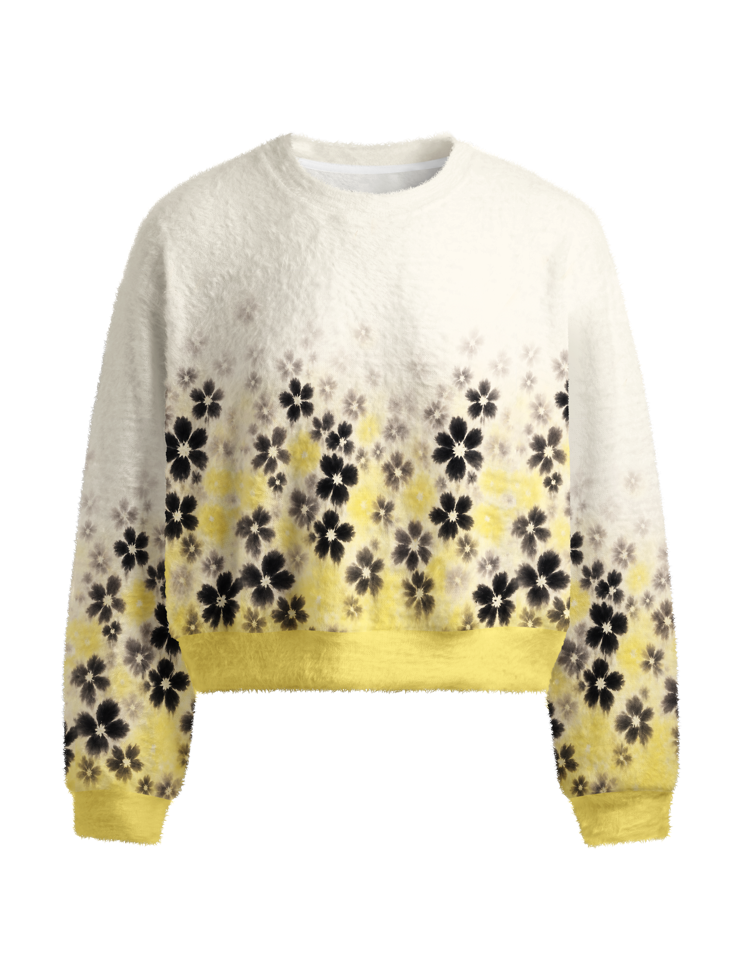 Cherryswing Women's Botanical Tie-Dye Fuzzy Knit Golf Sweater