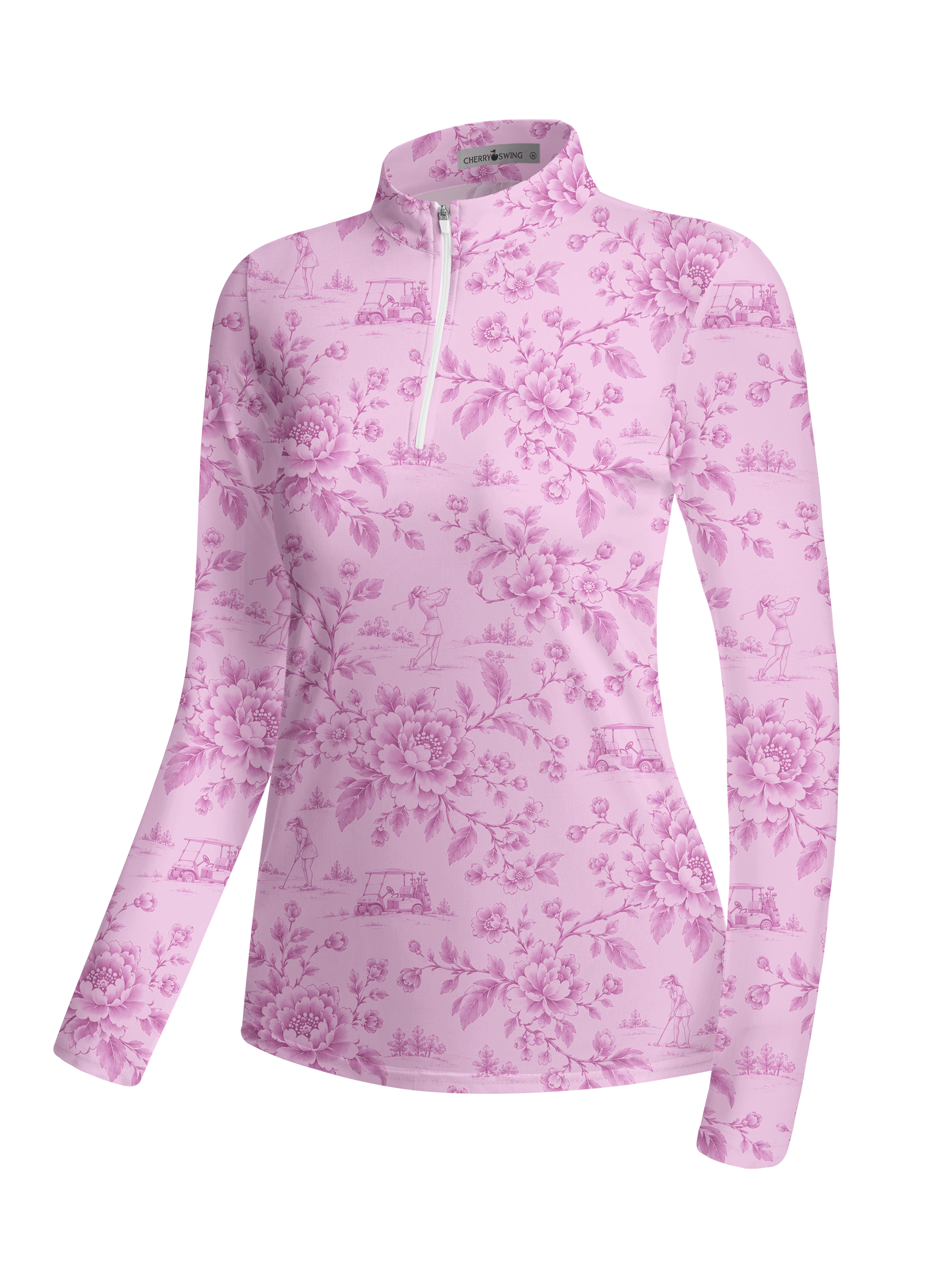 Cherryswing Women's Blue and White Pastoral Golf Style Long Sleeve Shirt