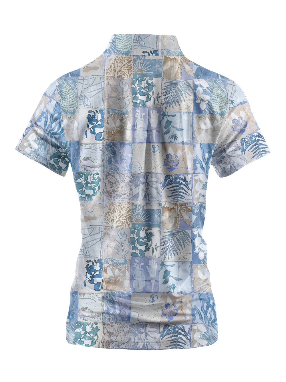 Cherryswing Women's Botanical Mosaic Short Sleeve Golf Shirt