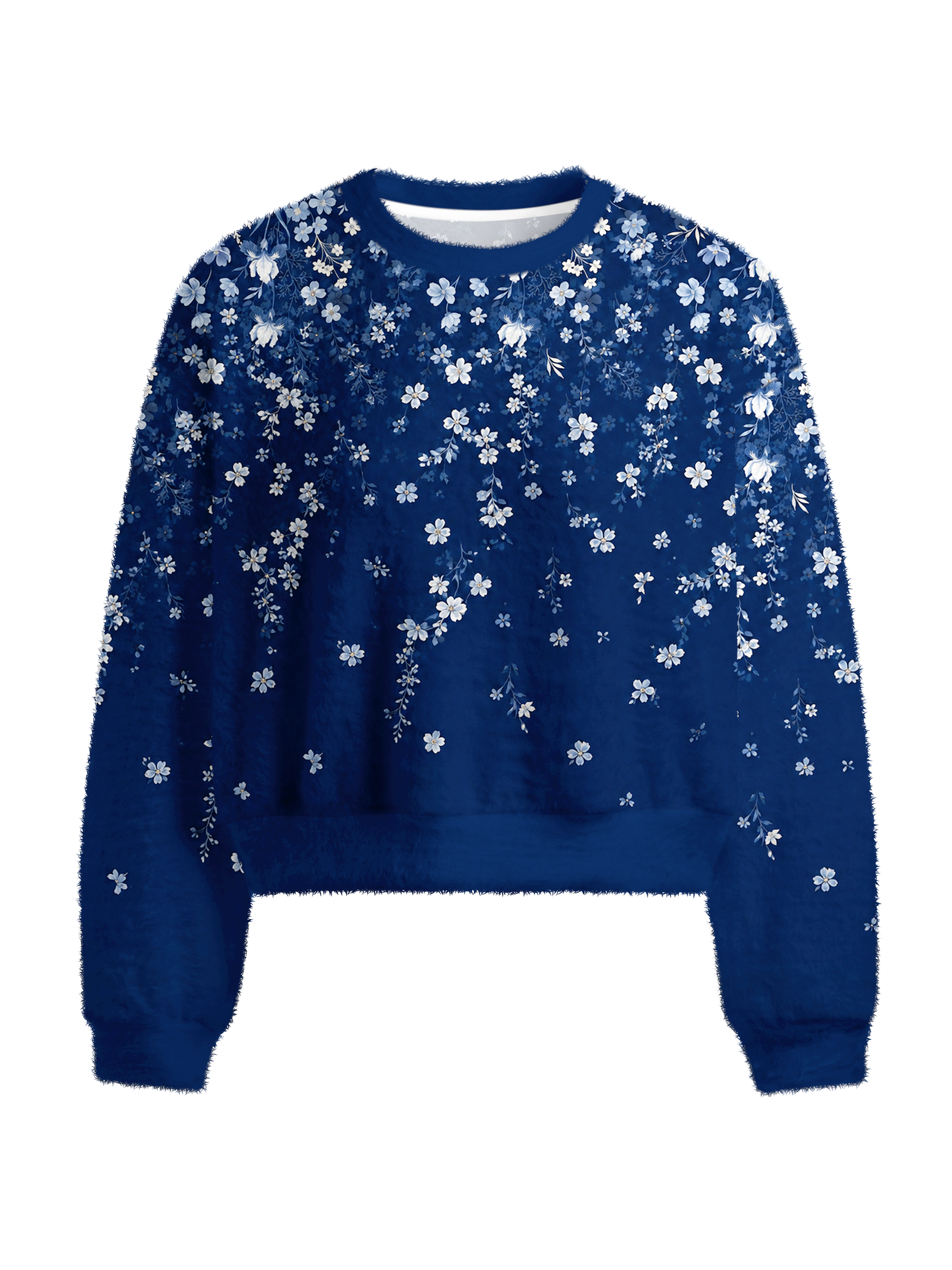 Cherryswing Women's Midnight Floral Fuzzy Knit Golf Sweater