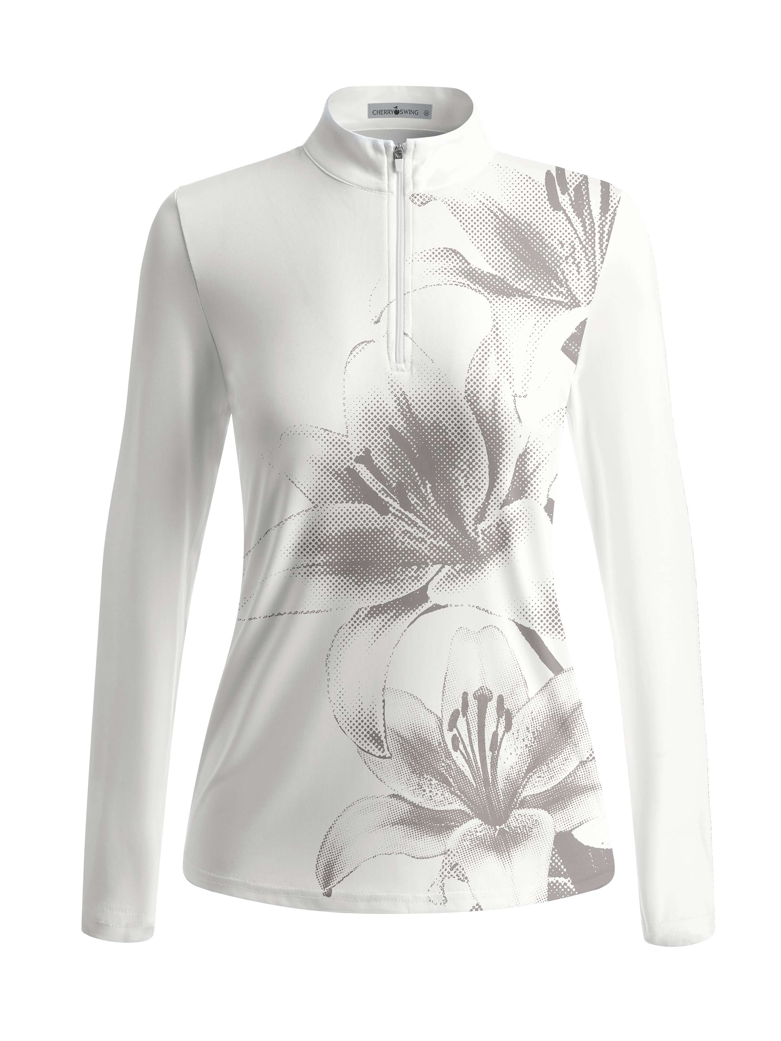 Cherryswing Women's Artistic Halftone Lily Long Sleeve Golf Shirt
