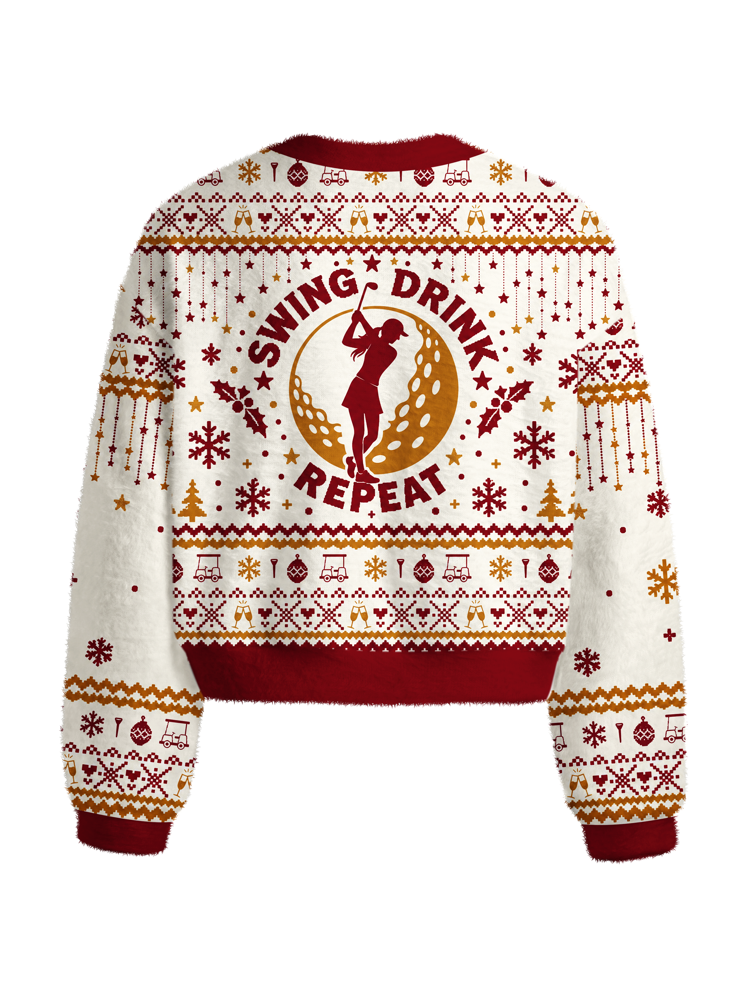 Cherryswing Women's Swing Drink Repeat Fun Fuzzy Knit Golf Sweater