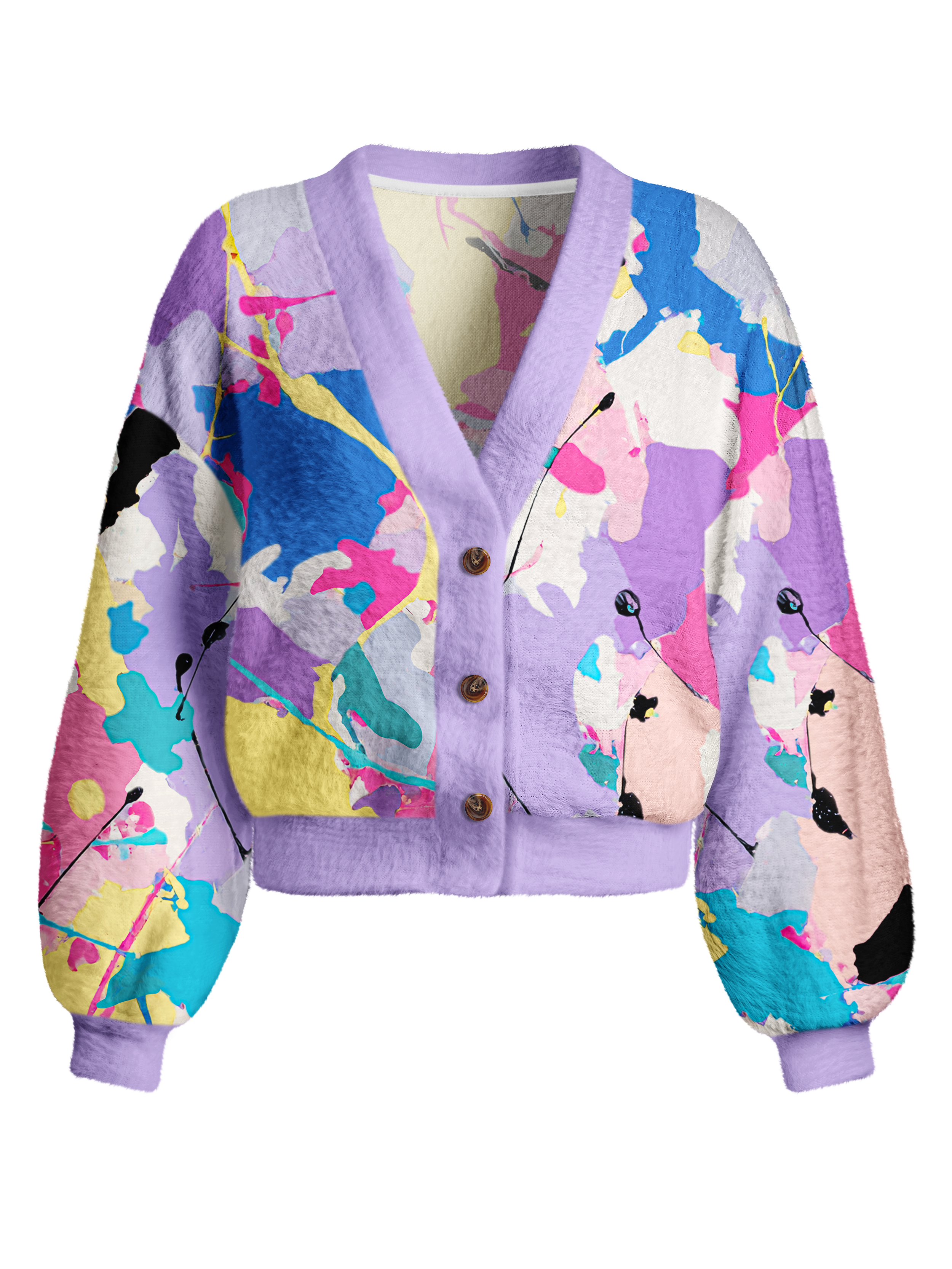 Cherryswing Women's Art Stroke Pattern Golf Cardigan