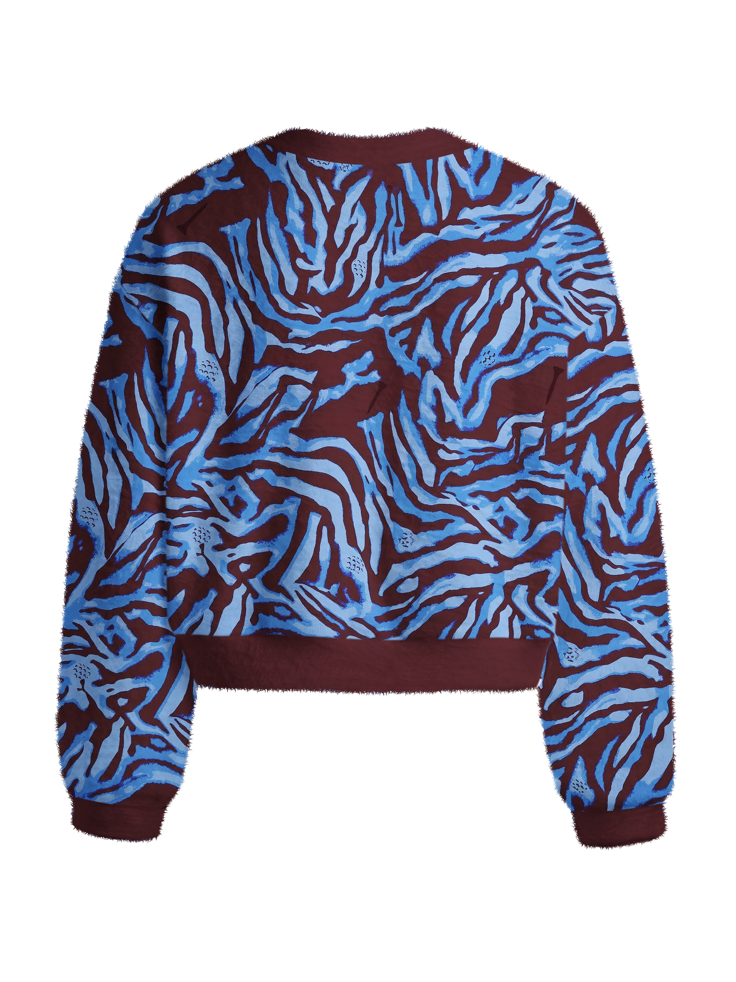 Cherryswing Women's Azure Zebra Fuzzy Knit Golf Sweater