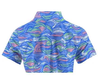 Cherryswing Women's Colored Waves Short Sleeve Golf Shirt