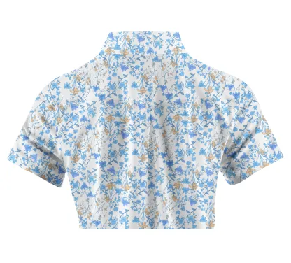 Cherryswing Women's Blue Floral Print Golf Polo