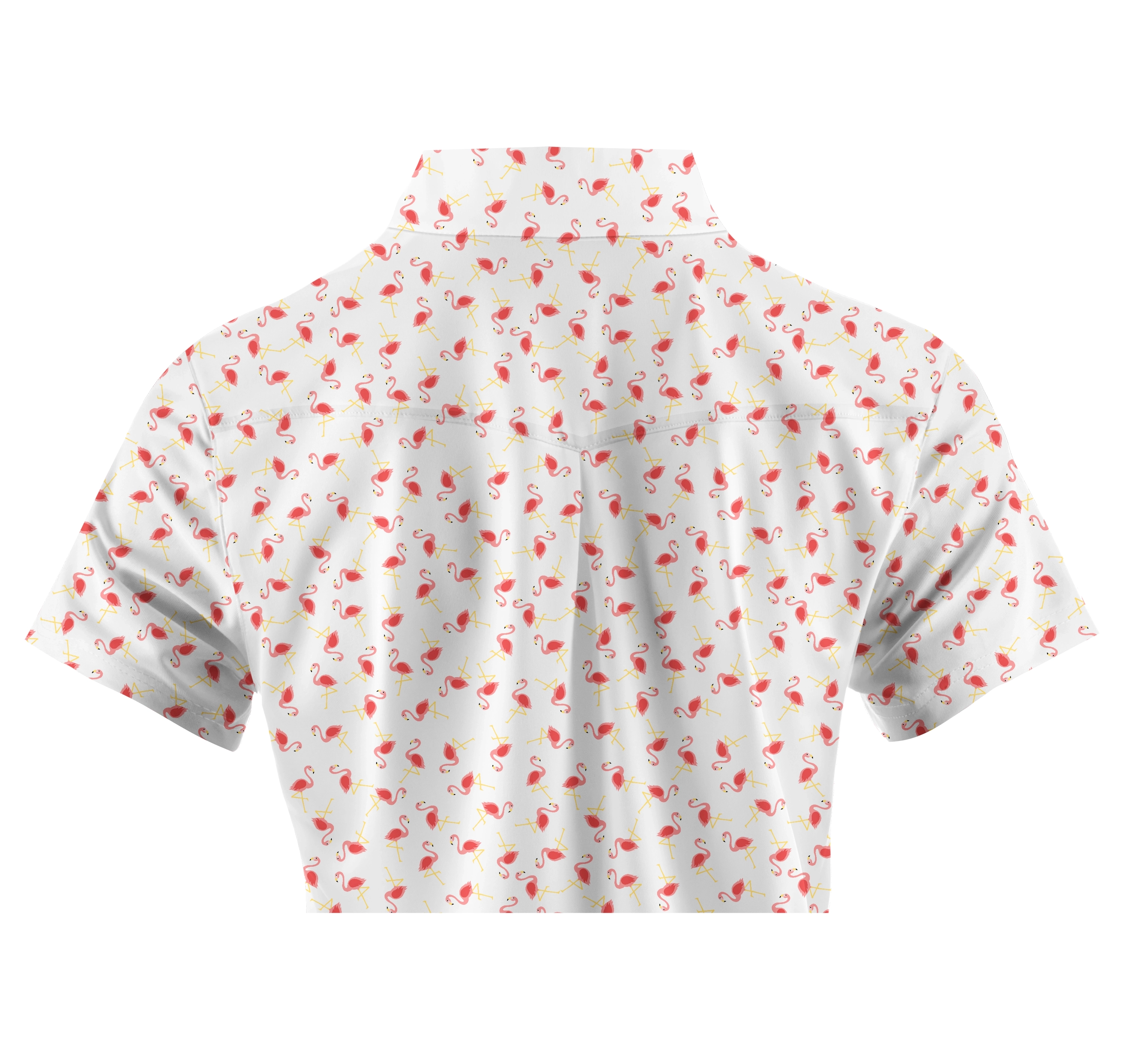 Cherryswing Women's Graceful Flamingo Print Short Sleeve Polo Shirt