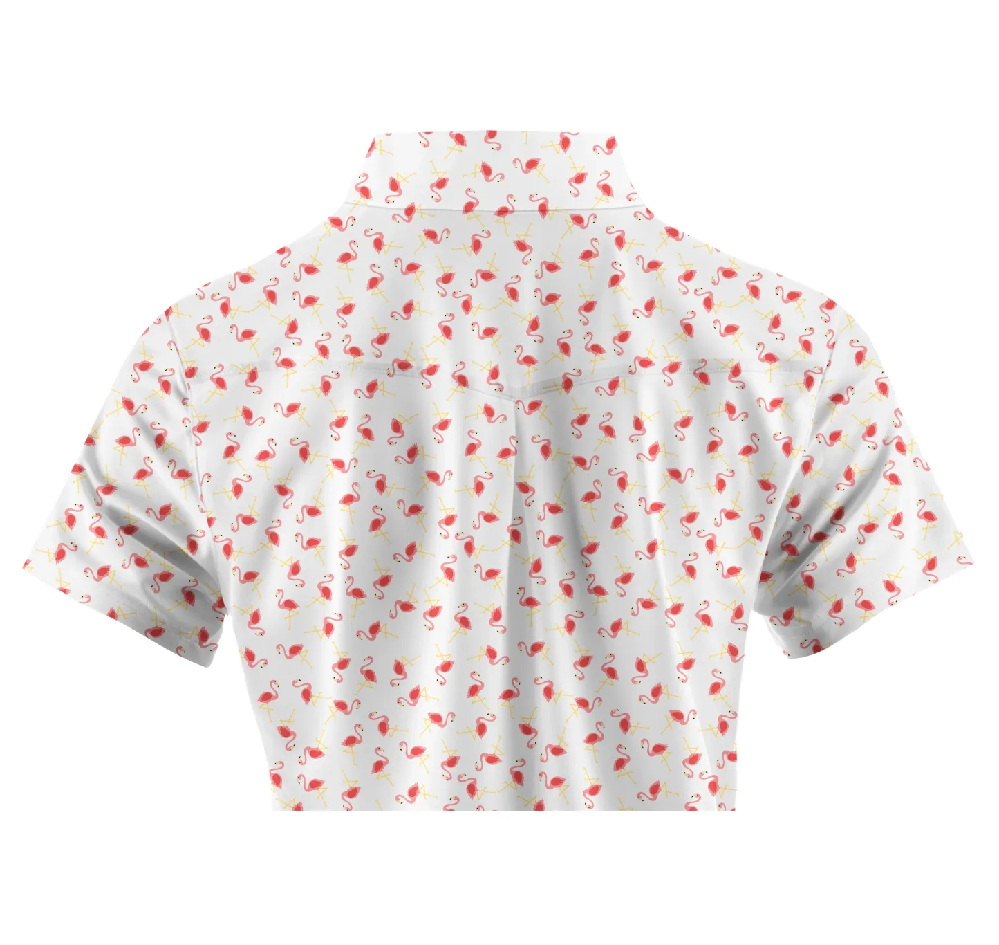 Cherryswing Women's Graceful Flamingo Print Short Sleeve Polo Shirt