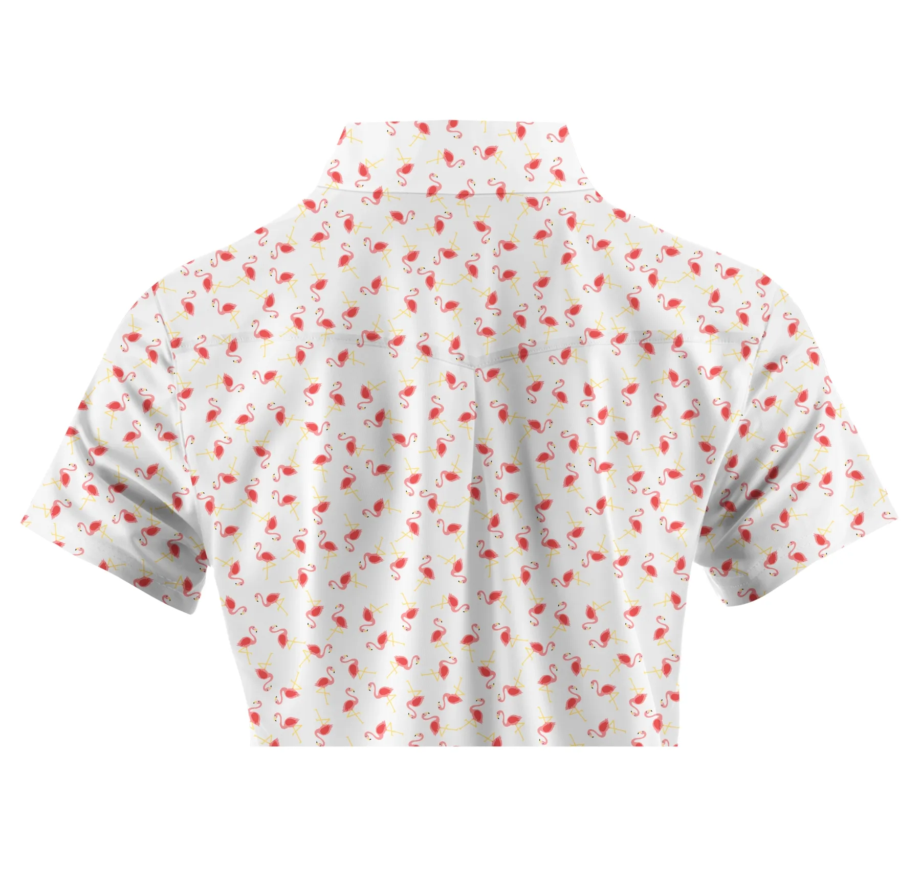 Cherryswing Women's Graceful Flamingo Print Short Sleeve Polo Shirt