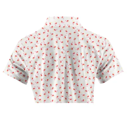 Cherryswing Women's Graceful Flamingo Print Short Sleeve Polo Shirt