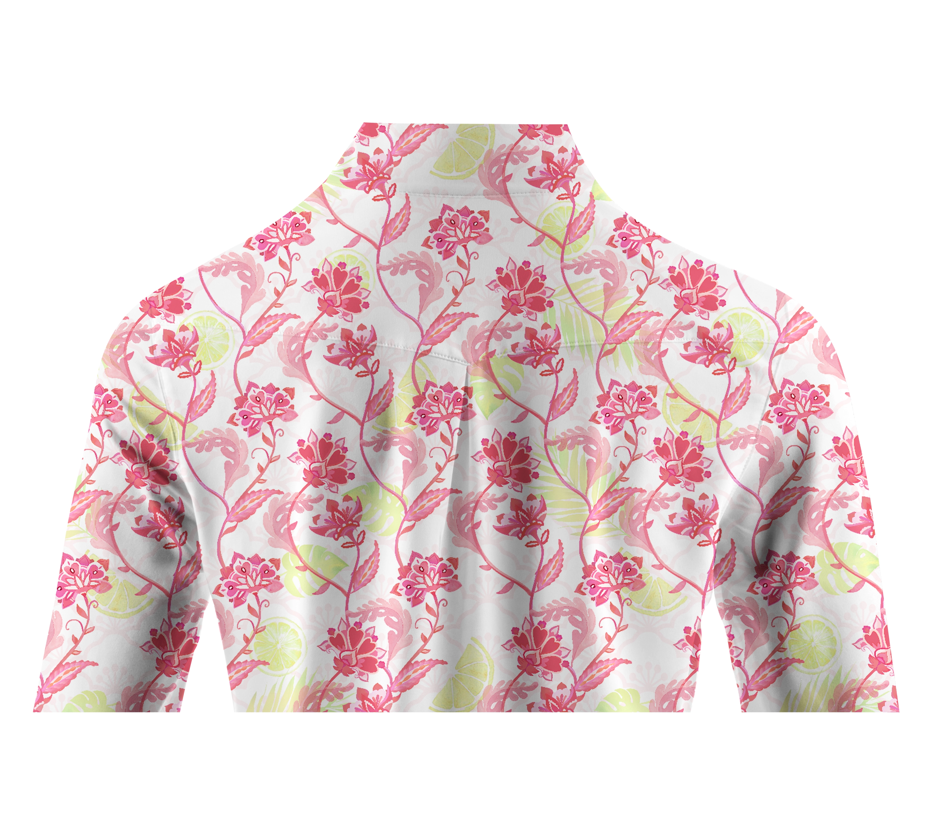 Cherryswing Women's Pink Flowers Long Sleeve Polo Shirt