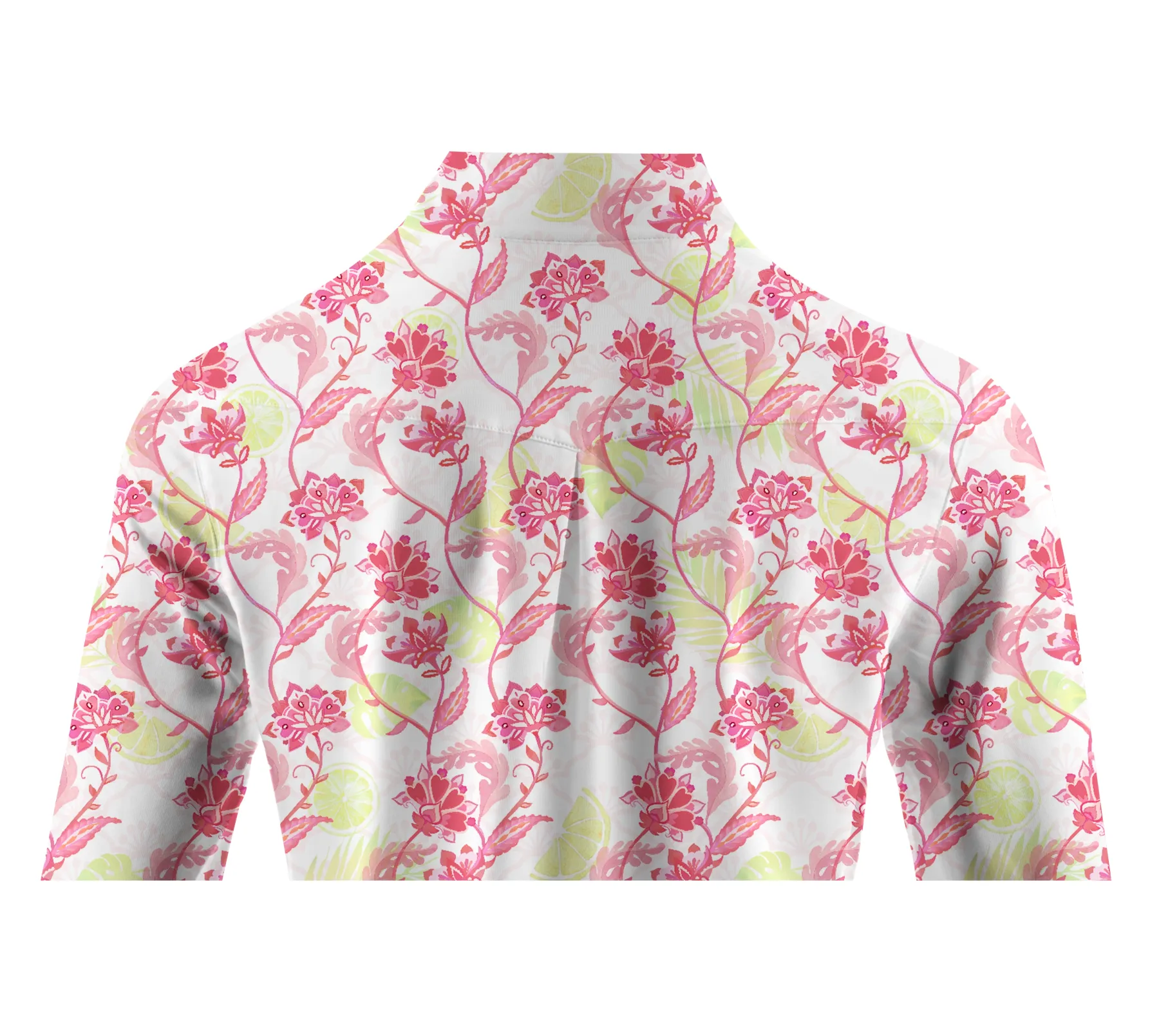 Cherryswing Women's Pink Flowers Long Sleeve Polo Shirt