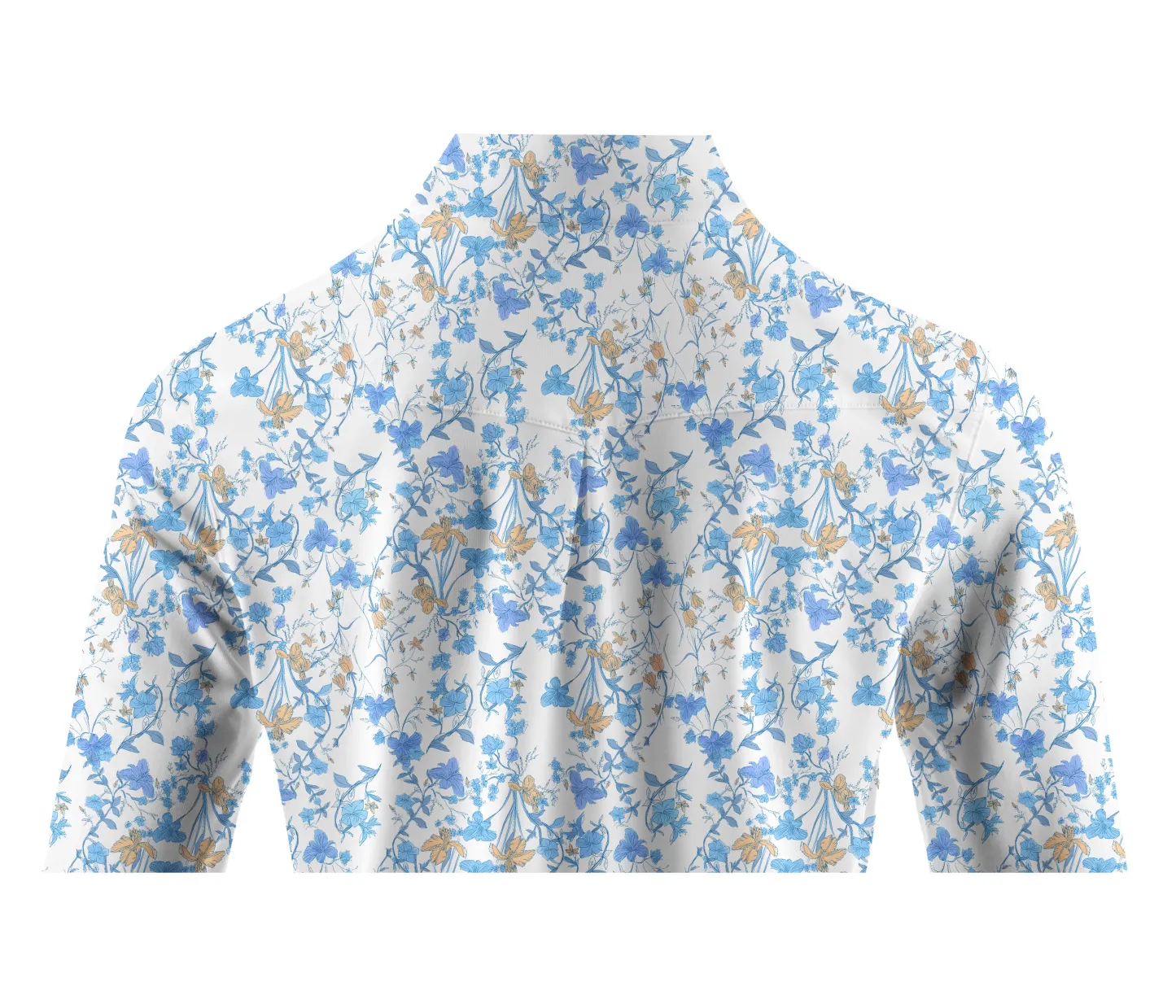 Cherryswing Women's Blue Floral Print Long Sleeve Golf Polo