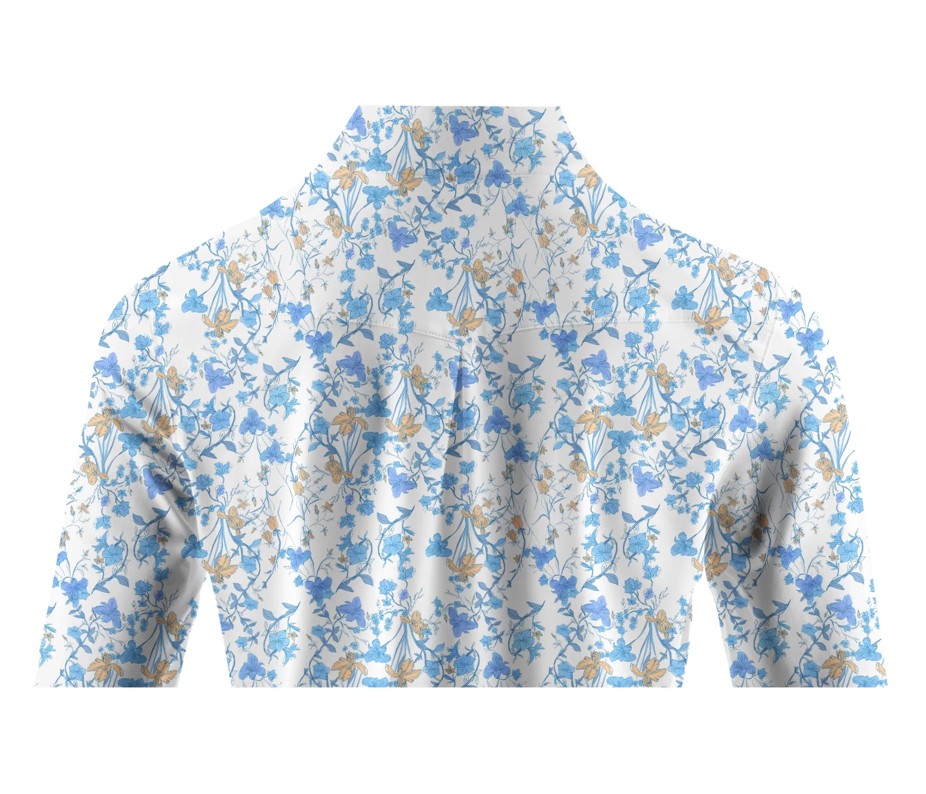 Cherryswing Women's Blue Floral Print Long Sleeve Golf Polo