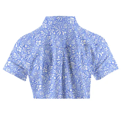 Cherryswing Women's Seaside Floral Golf Short Sleeve Polo Shirt