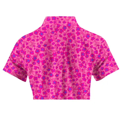 Cherryswing Women's Pink Floral Golf Short Sleeve Polo Shirt