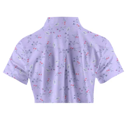 Cherryswing Women's Strawberry Flowers Golf Short Sleeve Polo Shirt