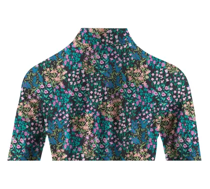 Cherryswing Women's Golf Wildflowers Bloom Long Sleeve Polo Shirt