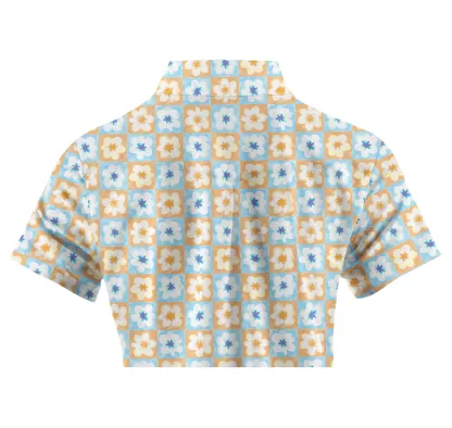 Cherryswing Women's Bicolor Flower Golf Short Sleeve Polo Shirt