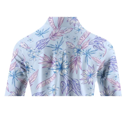 Cherryswing Women's Golf Hibiscus Long Sleeve Polo Shirt