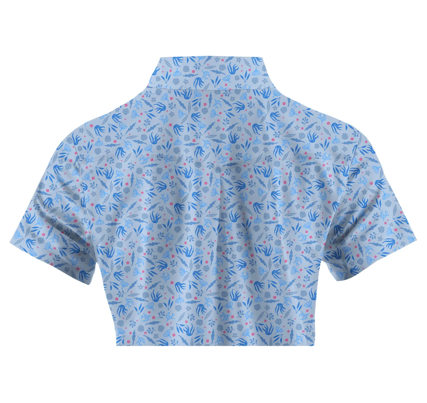 Cherryswing Women's  Sky Blue Floral Golf Sleeve Polo Shirt