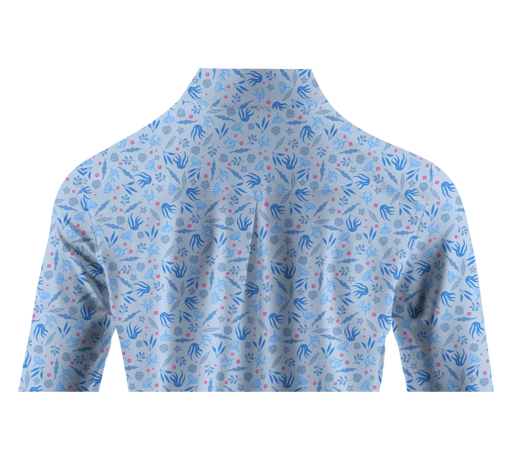 Cherryswing Women's Sky Blue Floral Long Sleeve Polo Shirt