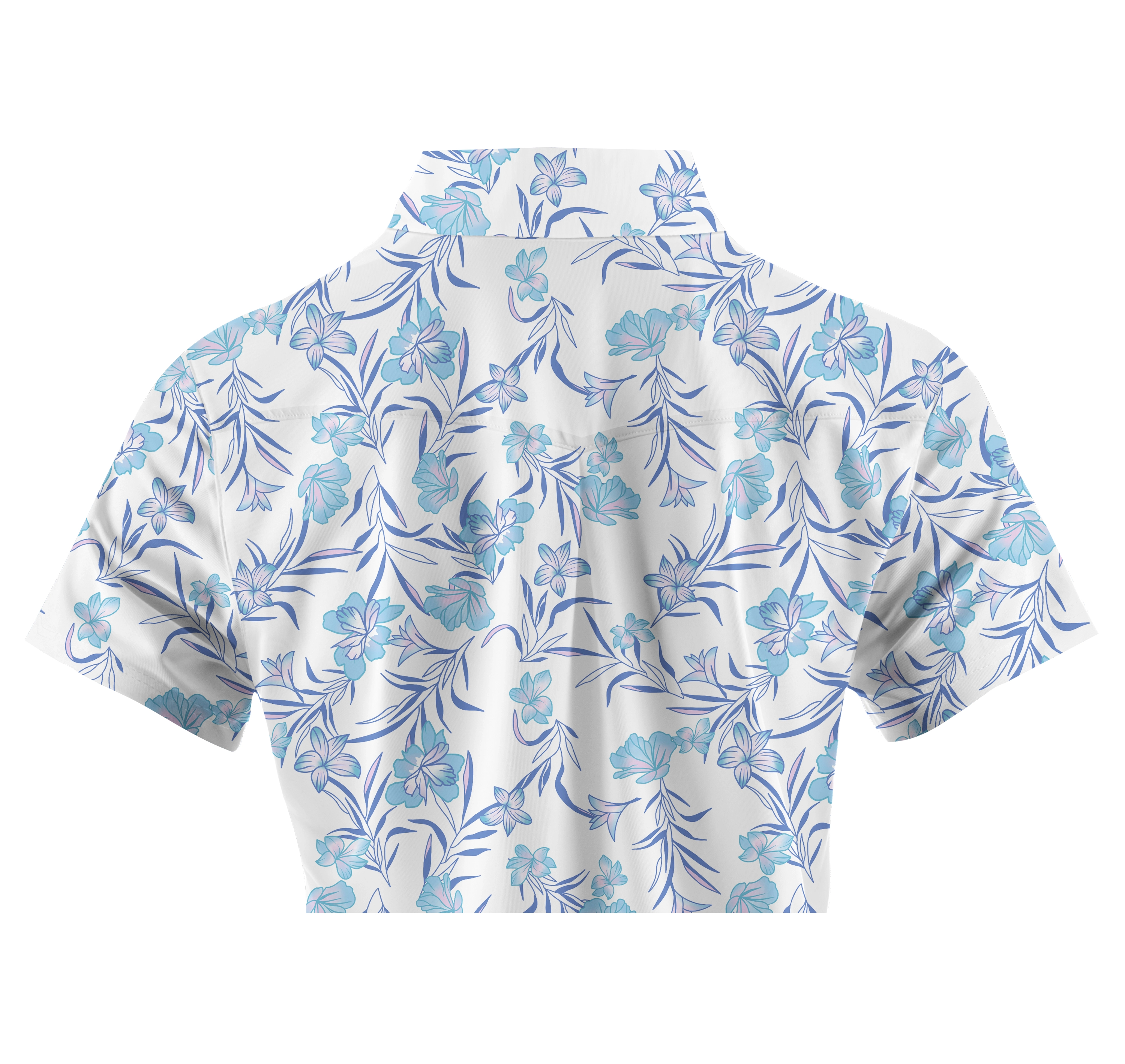 Cherryswing Women's Blue Floral Golf Sleeve Polo Shirt