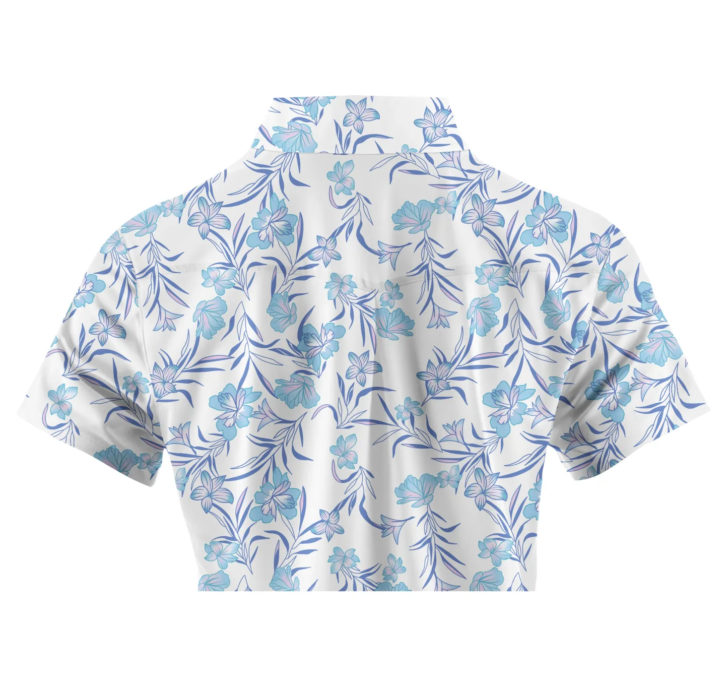 Cherryswing Women's Blue Floral Golf Sleeve Polo Shirt