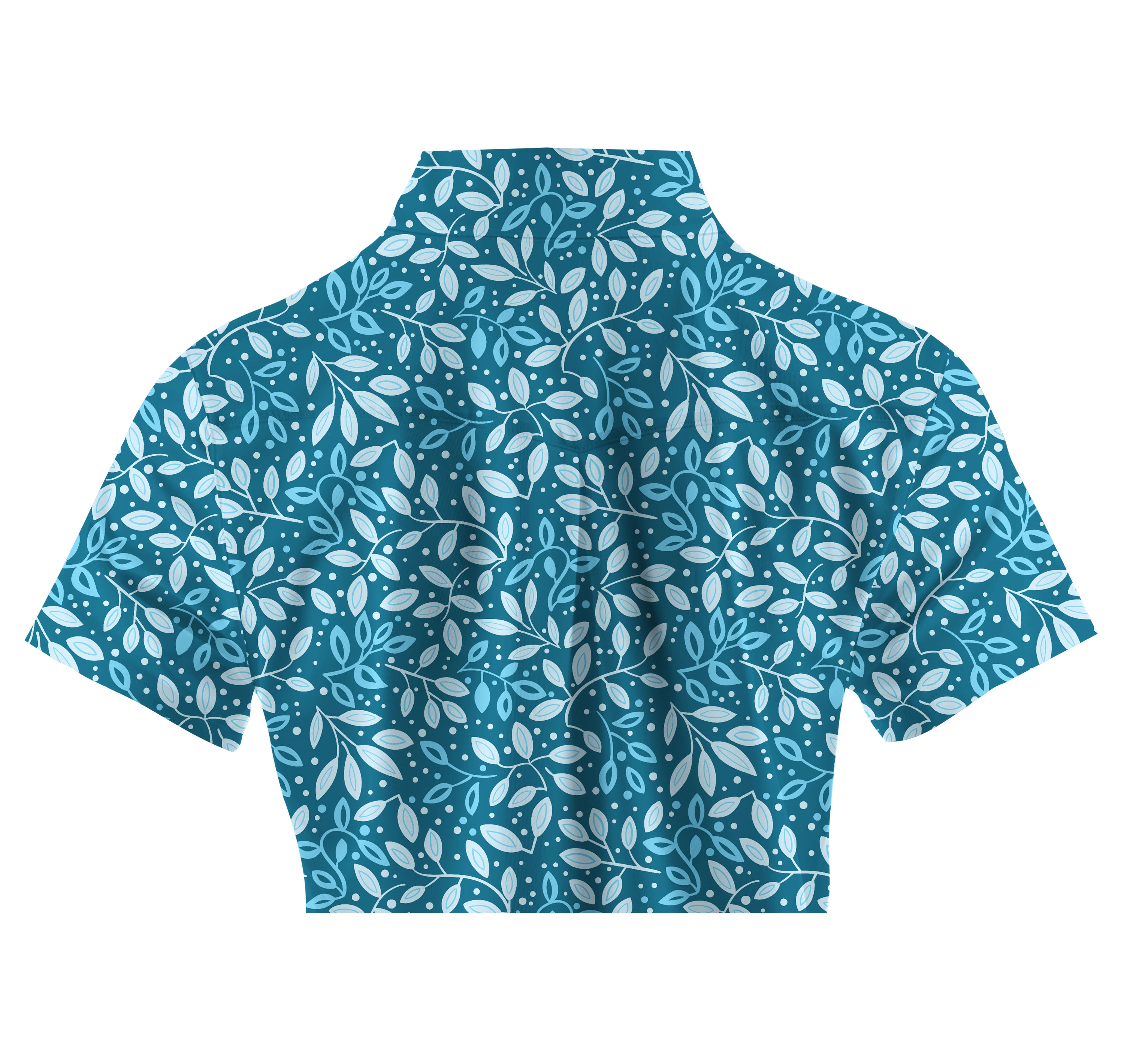 Cherryswing Women's Teal Leaf Motif Short Sleeve Golf Polo Shirt