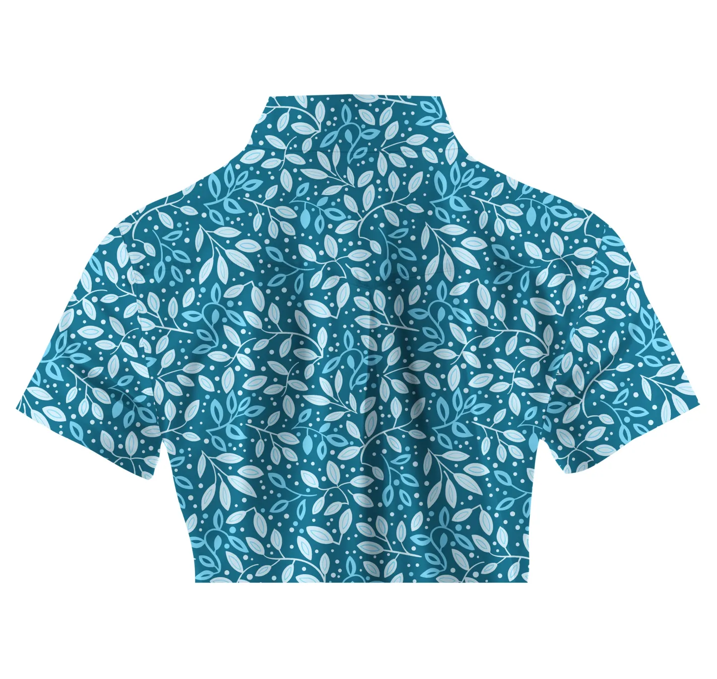 Cherryswing Women's Teal Leaf Motif Short Sleeve Golf Polo Shirt