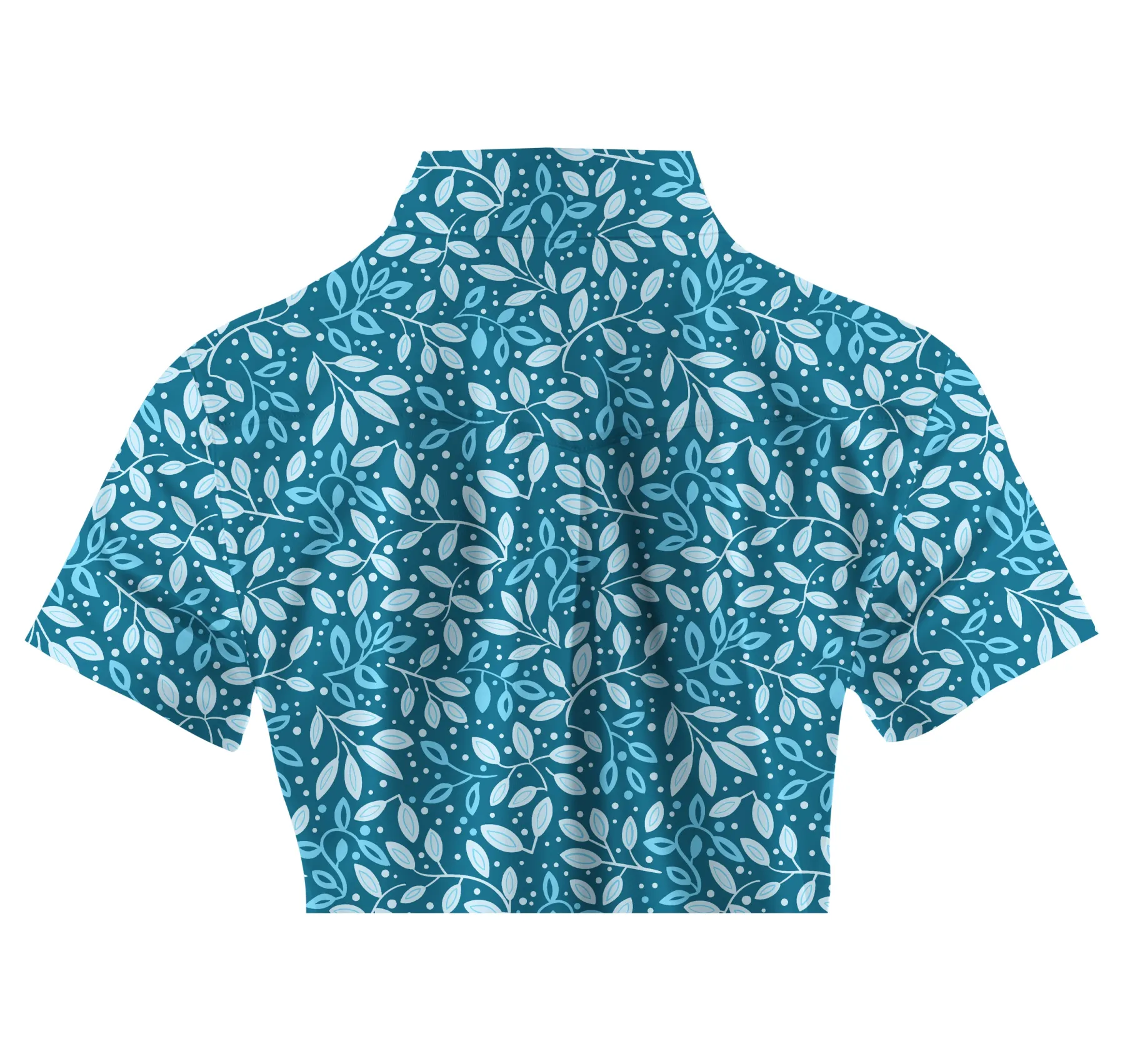 Cherryswing Women's Teal Leaf Motif Short Sleeve Golf Polo Shirt