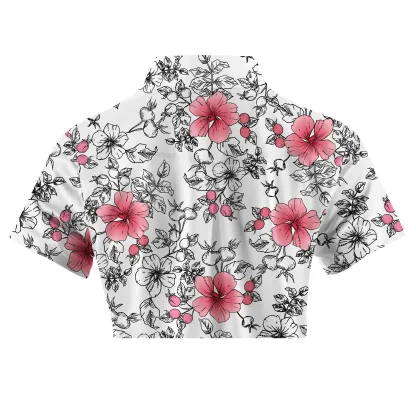 Cherryswing Women's Gradient Color Flowers Short Sleeve Golf Polo Shirt