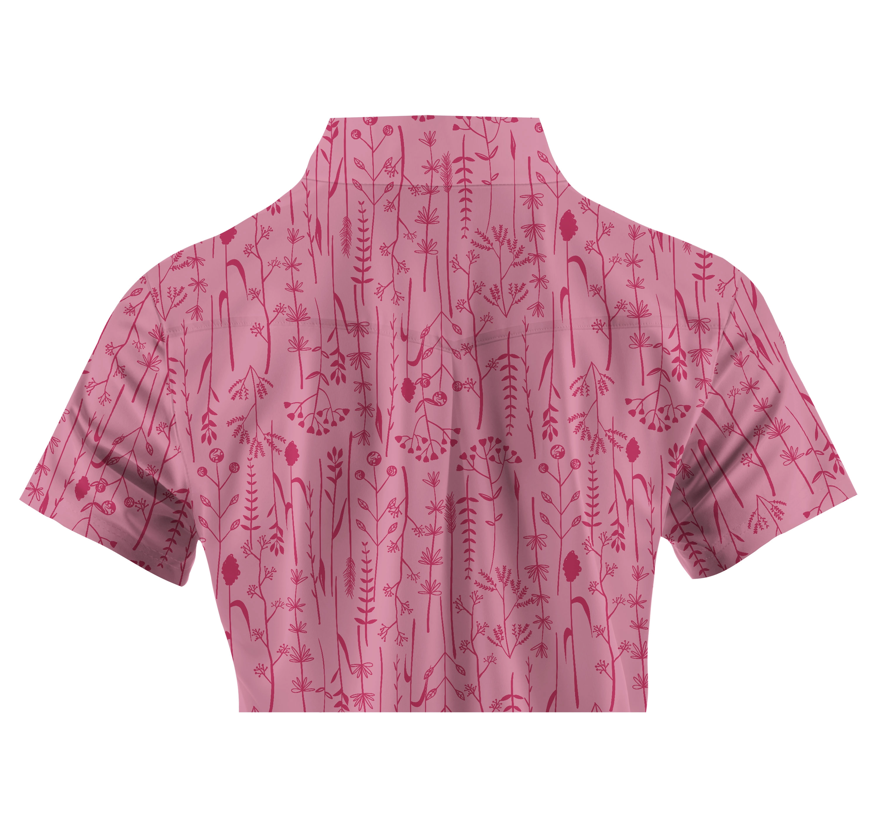 Cherryswing Women's Pink Fern Frolic Short Sleeve Golf Polo Shirt