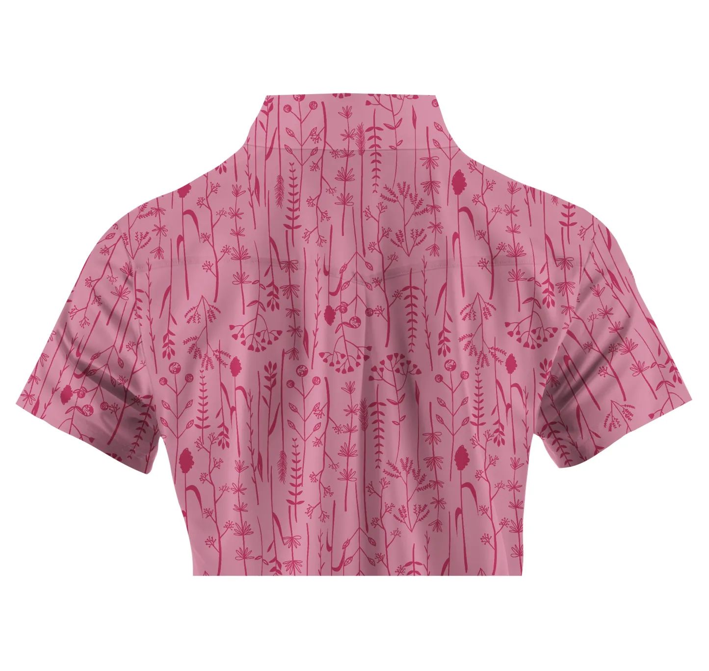 Cherryswing Women's Pink Fern Frolic Short Sleeve Golf Polo Shirt