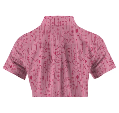 Cherryswing Women's Pink Fern Frolic Short Sleeve Golf Polo Shirt