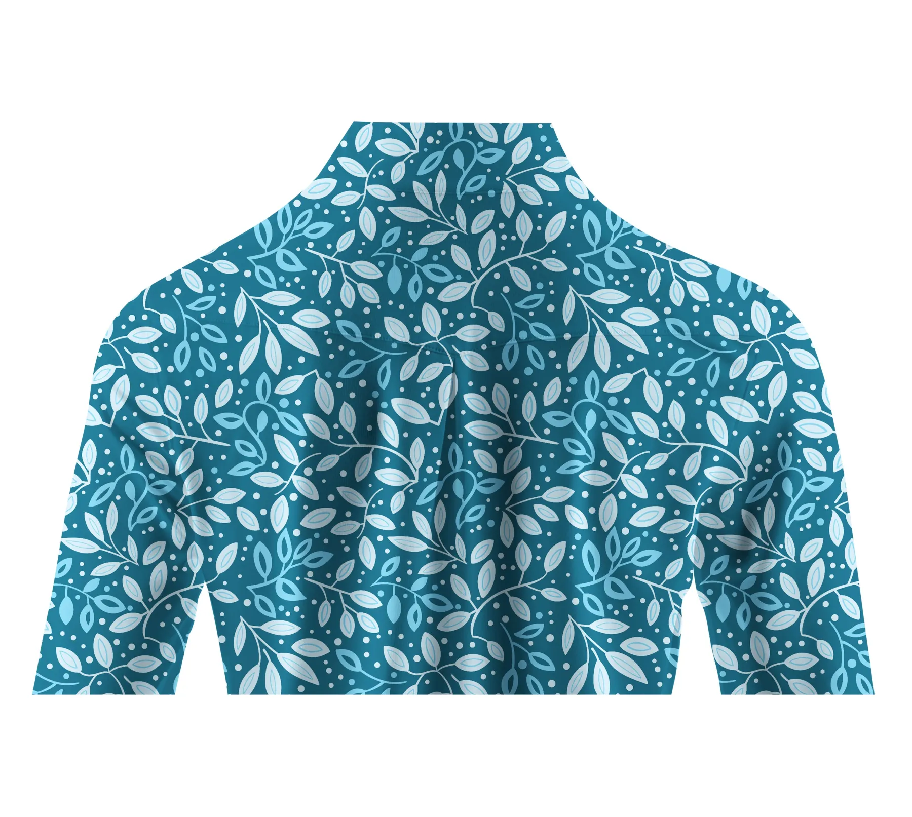 Cherryswing Women's Teal Leaf Motif Long Sleeve Golf Polo Shirt