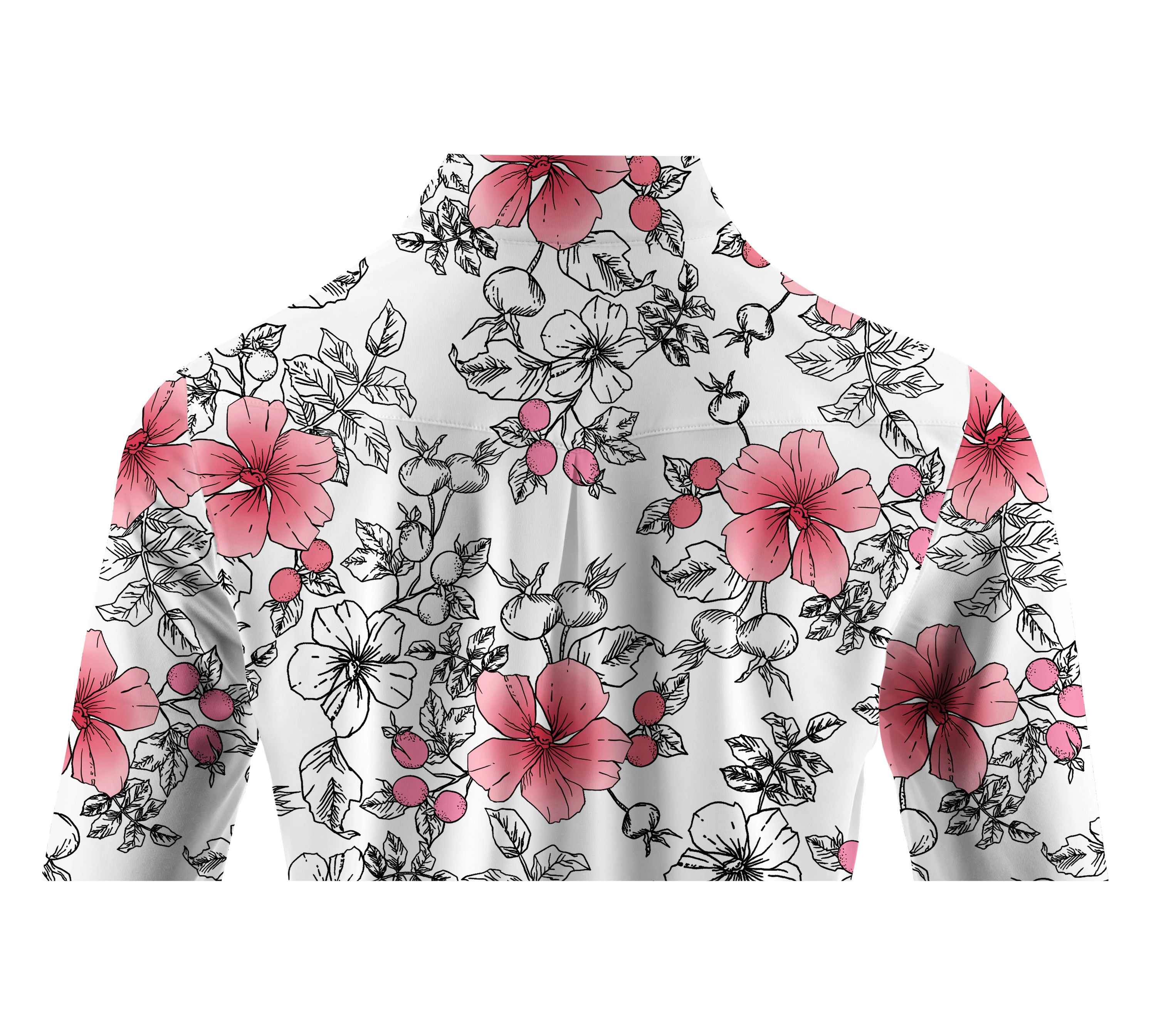 Cherryswing Women's Gradient Color Flowers Long Sleeve Golf Polo Shirt