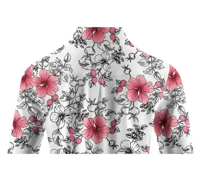Cherryswing Women's Gradient Color Flowers Long Sleeve Golf Polo Shirt