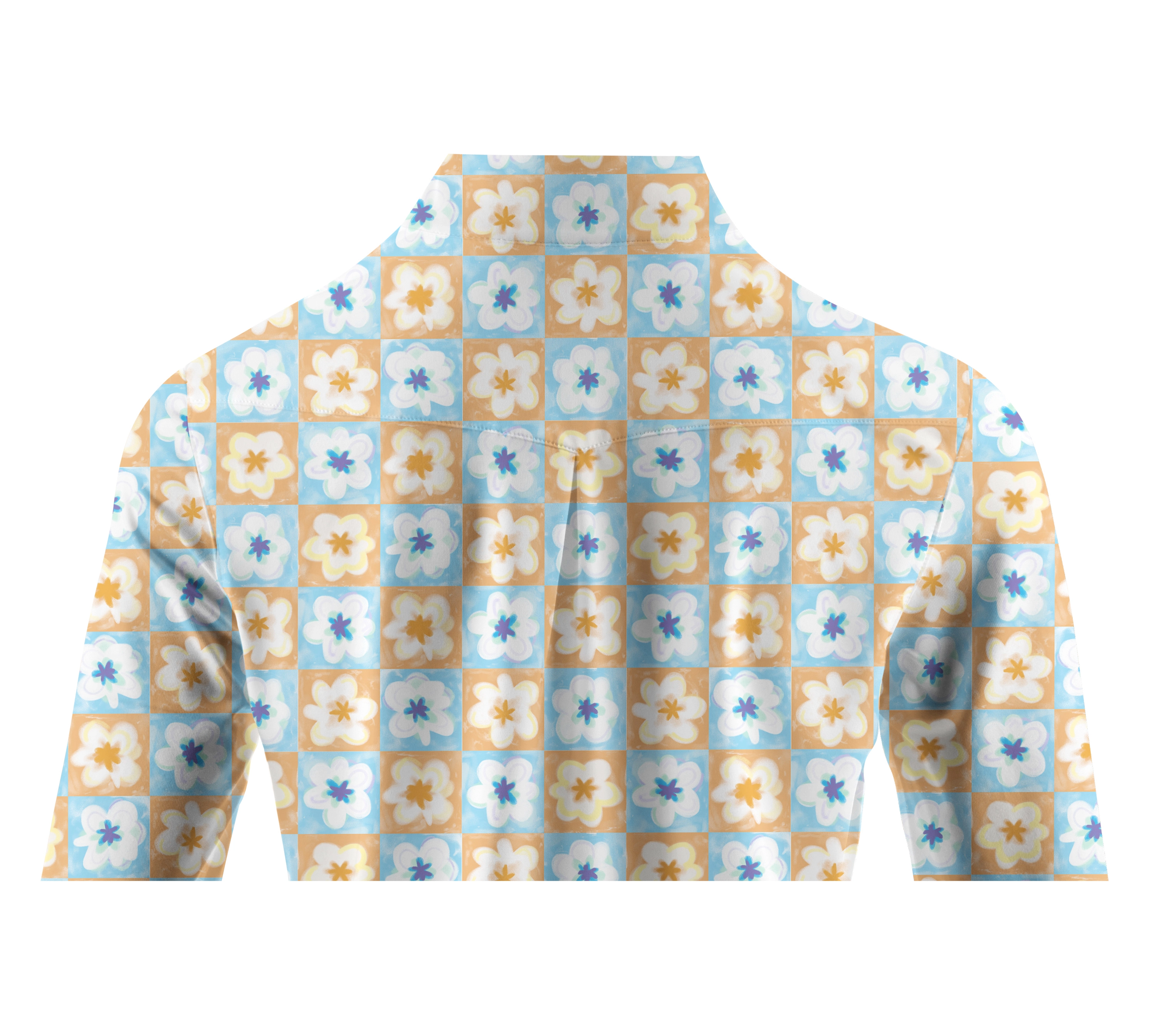 Cherryswing Women's Golf Bicolor Flower Long Sleeve Polo Shirt