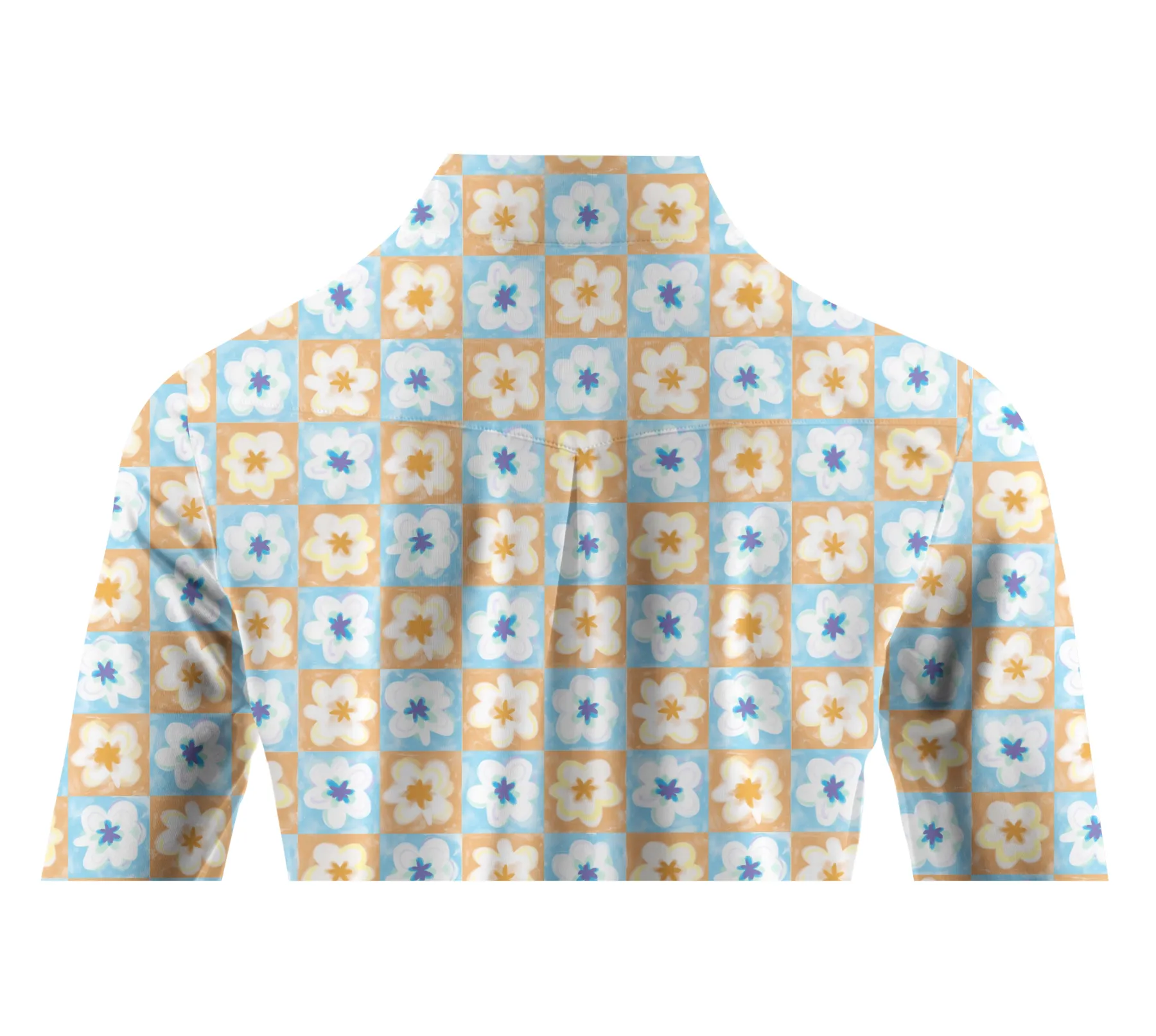 Cherryswing Women's Golf Bicolor Flower Long Sleeve Polo Shirt